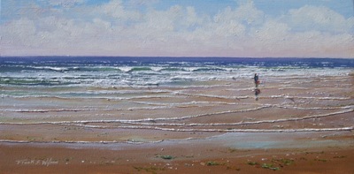 seashell Collectors,The Shell Collector, seascapes, seascape oil painting by Frank Wilson, seascape, seascapes, ocean, surf, beach, sand, surf, seascape, seascapes,seascape paintings,