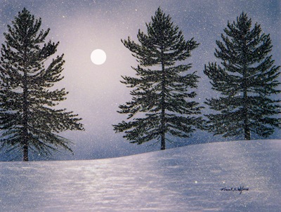 Snow Light, an original watercolor and gouache painting by Frank Wilson