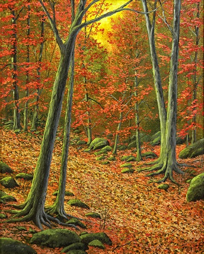 "Autumn Leaf Litter" an original oil painting by Frank Wilson