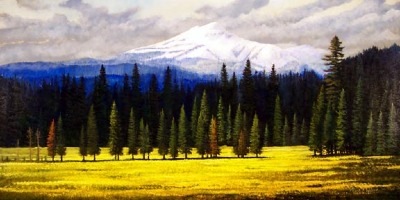 "Spring Meradow Mount Brokeoff" oil painting by Frank Wilson