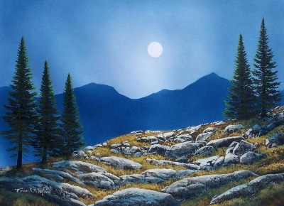 Autumn Moon gouache painting by Frank Wilson
