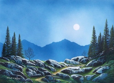 Moonlight Hike gouache painting by Frank Wilson