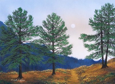 Mountain Pines gouache painting by Frank Wilson