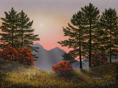 Alpine View watercolor and gouache painting by Frank Wilson
