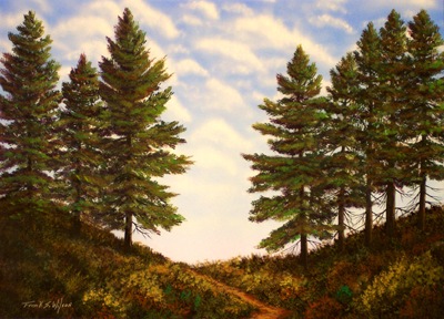 Wooded Path, an original watercolor and gouache painting by Frank Wilson