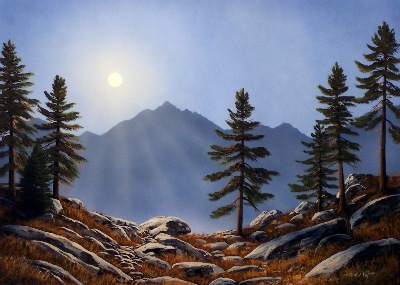 Evening Sun gouache painting by Frank Wilson